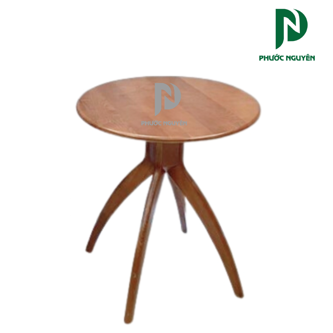 Bàn cafe gỗ tròn 4 chân cong - 003