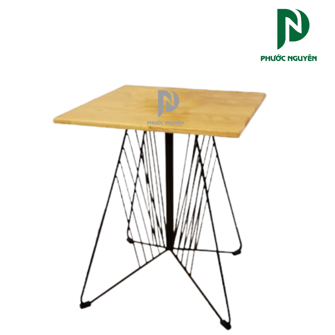 Bàn cafe mặt gỗ chân cánh bướm - 004